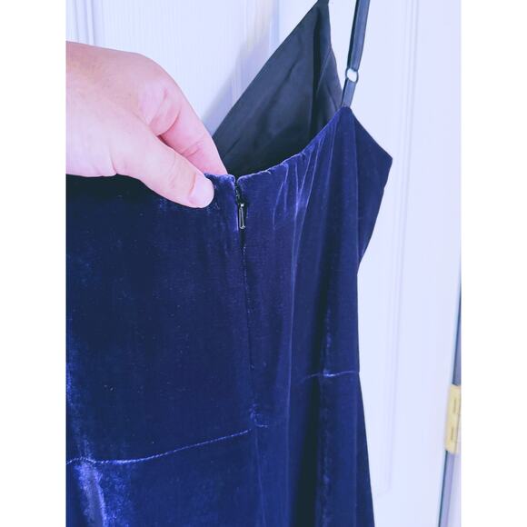 Robert Rodriguez Blue Velvet Sleeveless Wrap Dress 2 Event Cocktail Party Vamp - Picture 5 of 6